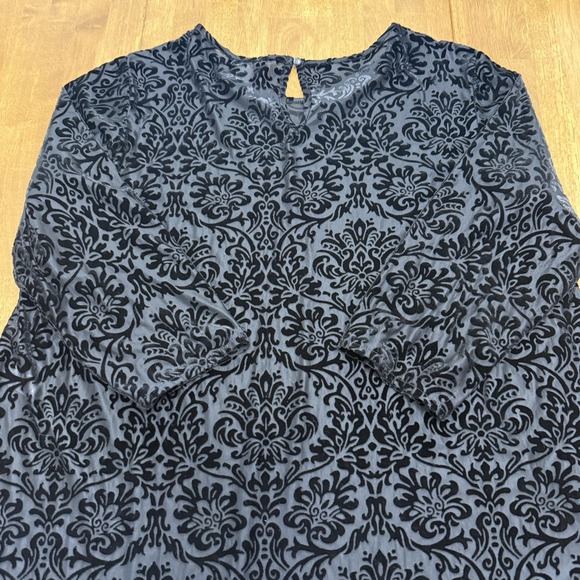 Cato top womens 14/16 black floral velvet burnout whimsigoth witchy gothic tunic - Picture 4 of 11